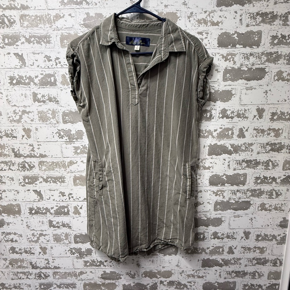 Blue Rain Olive Striped Polo Dress
